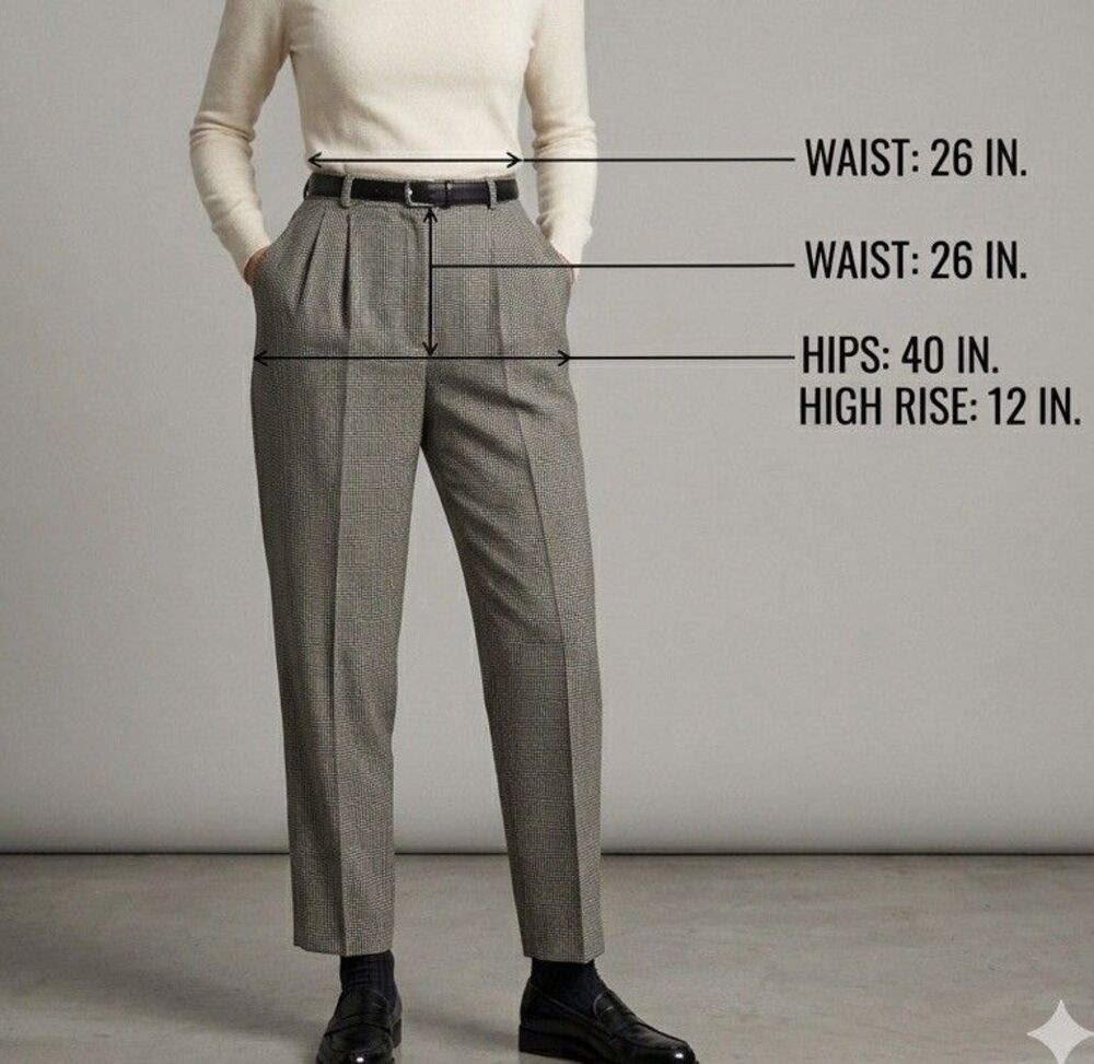 Club Classics Vntg High Waisted Houndstooth wool Gray Pants Belarus 6 career